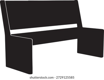 Silhueta vetorial minimalista de um parque simples ou banco de sala de espera isolado em um fundo branco
