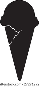 Silhueta vetorial minimalista de um cone de sorvete de serviço suave isolado em um fundo branco