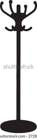 Minimalist vector silhouette of a standing coat rack or hat stand isolated on a white background
