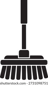 Minimalist vector silhouette of a standing push broom used for cleaning