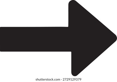 Silhueta vetorial minimalista de uma seta grossa apontando para a direita isolada em um fundo branco