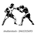 Minimalist Vector Silhouette of Two Men Boxing