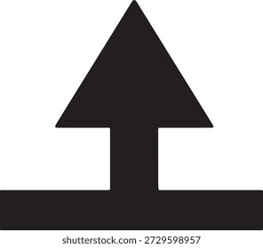 Silueta de Vector minimalista de una flecha que apunta hacia arriba en una base Horizontal que representa un ícono Cargar