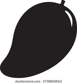 Minimalist vector silhouette of a whole mango fruit isolated on a white background