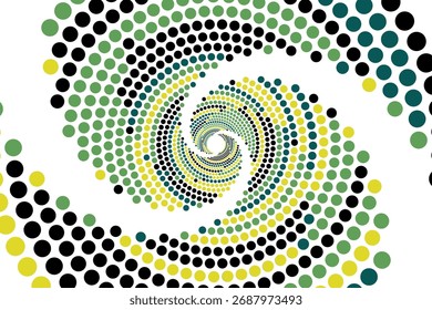 Minimalist Vector Spiral Pattern with Dots in Black and White in Modern Geometric Style,Vector spiral pattern featuring concentric dots in black and white creating a dynamic optical illusion in a mode