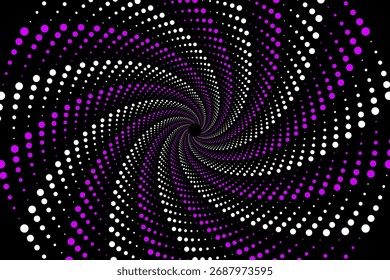 Minimalist Vector Spiral Pattern with Dots in Black and White in Modern Geometric Style,Vector spiral pattern featuring concentric dots in black and white creating a dynamic optical illusion in a mode