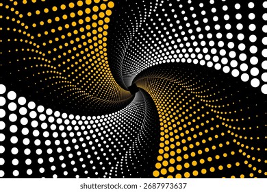 Padrão espiral de vetor minimalista com pontos em preto e branco no estilo geométrico moderno,Padrão espiral de vetor com pontos concêntricos em preto e branco criando uma ilusão óptica dinâmica em um modo