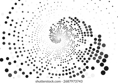 Minimalist Vector Spiral Pattern with Dots in Black and White in Modern Geometric Style,Vector spiral pattern featuring concentric dots in black and white creating a dynamic optical illusion in a mode