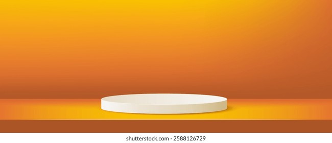 Minimalist vector stage. Orange scene with white 3d podium