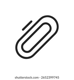 Gráfico de clipe de papel estilo vetor minimalista no plano de fundo branco sólido. Design simples e elegante que representa conexão e organização.