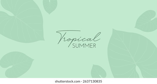 Minimalist vector summer scene with palm leaves and shadow effects, ideal for banners promoting seasonal sales or tropical-themed campaigns