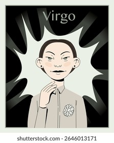 Minimalist vector of Virgo zodiac sign as a graceful woman with clean lines and refined style. Great for editorial horoscope work and spiritual illustrations.