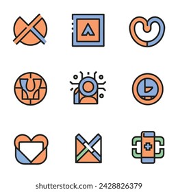 Minimalist vector y2k symbols set for logo templates