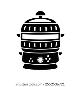 minimalist vegetable steamer silhouette illustration for kitchen use