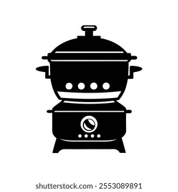 minimalist vegetable steamer silhouette illustration for kitchen use