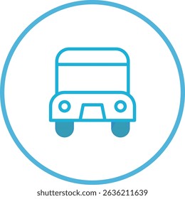 Minimalist Vehicle Icon Illustration with Clean Lines and Modern Aesthetic in Blue Circle