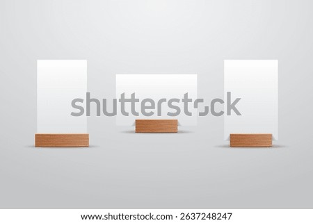 Minimalist Vertical and Horizontal Card Mockup with Wooden Stand on Light Background