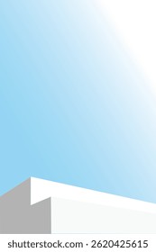 A minimalist vertical white podium with blue gradient background, modern clean design for product display or presentation