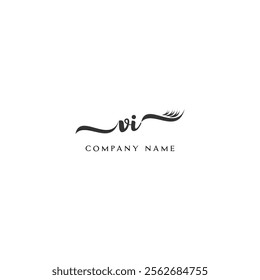 Minimalist VI Logo Design with Abstract Feather Element