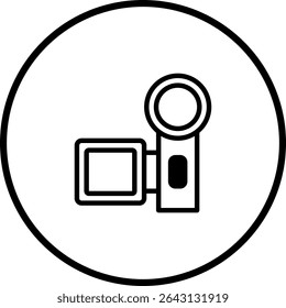 Minimalist Video Camera Icon in Circular Frame for Content Creation Projects
