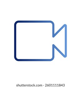 Minimalist Video Camera Icon, Gradient Blue Outline