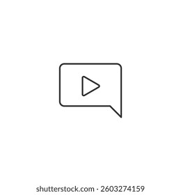 Minimalist video play message icon in vector format for digital communication.