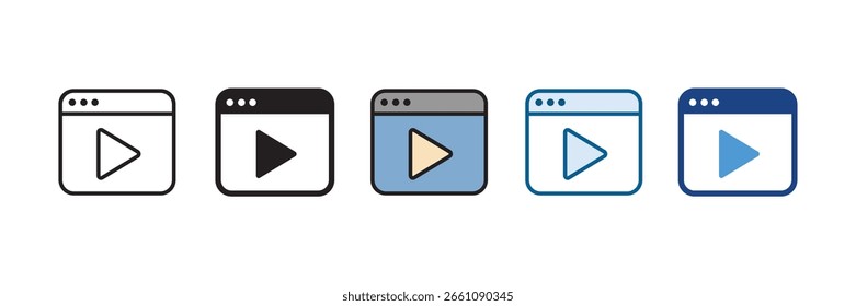 Video Conjunto de iconos de interfaz de jugador minimalista