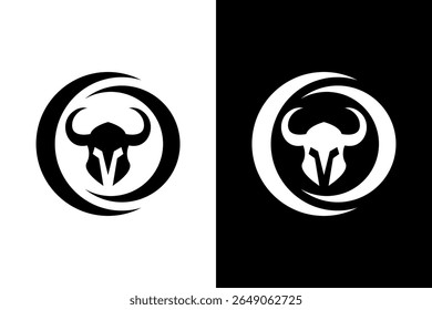 Minimalista Viking Capacete Logotipo Duo