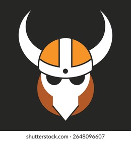Conjunto de capacete viking minimalista com cornos redondos e formas históricas