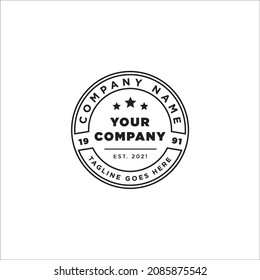 Minimalist Vintage Stamp Label Badge Circular Round Logo design vector