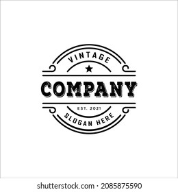 Minimalist Vintage Stamp Label Badge Circular Round Logo design vector