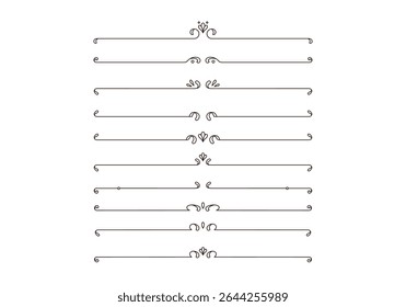 Minimaliste Vintage Victorian ligne diviseur ou séparateur de texte collection d'Image vectorielle