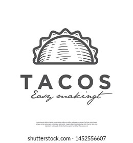 Minimalist vintage-style food logo tacos vector