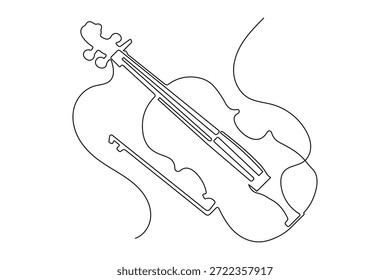 Linha contínua de violino minimalista desenho simples estilo musical esboço