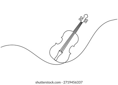 Minimalista Violín Continuo Una Línea Arte Musical Instrumento Ilustración vectorial