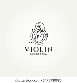 minimalist violin headstock with a tone line art icon logo vector illustration design. simple modern musical instrument logo concept