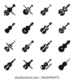 Minimalist Violin Icons String Instrument Vector Set