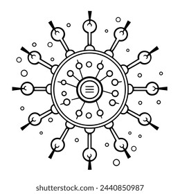 Minimalist virus icon in sleek vector format.