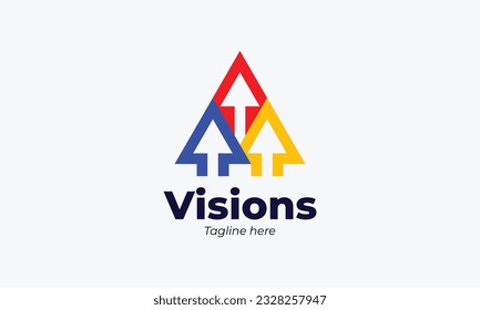 Minimalistisches Vision-Logo drei Pfeile nach oben - Stil für die erfolgreiche Zukunft des Unternehmens