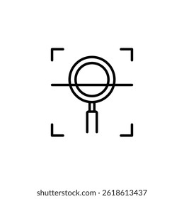 Minimalist vision search concept, abstract target focus magnifier icon