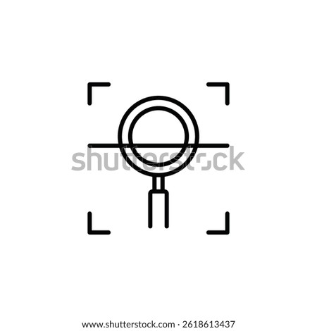 Minimalist vision search concept, abstract target focus magnifier icon