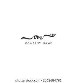 Minimalist VM Logo Design with Abstract Feather Element