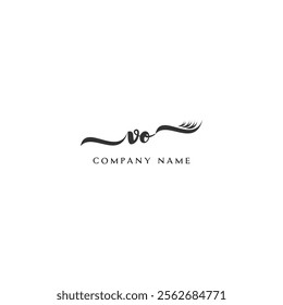 Minimalist VO Logo Design with Abstract Feather Element
