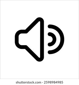 Minimalist volume up icon for controlling audio levels in media apps.