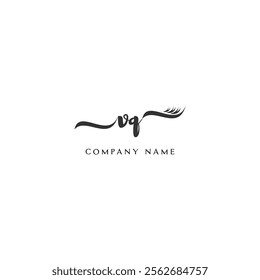 Minimalist VQ Logo Design with Abstract Feather Element