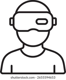 Minimalist VR Headset Icon – Virtual Reality Line Art Outline