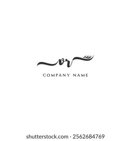 Minimalist VR Logo Design with Abstract Feather Element