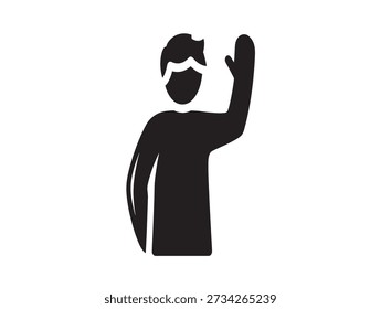 Minimalist vr user icon with headset and hand gesture