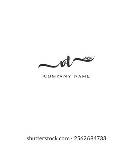 Minimalist VT Logo Design with Abstract Feather Element