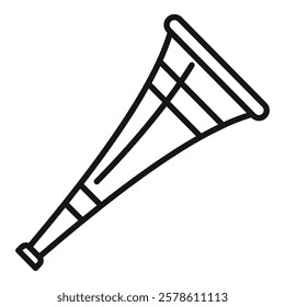 Minimalist vuvuzela icon drawn with a thin line, representing cheering at a football match